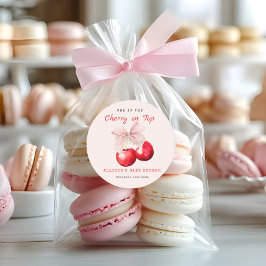 スウィートさくらんぼオントップベビーシャワーガール ラウンドシール