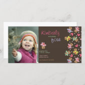 スウィートさくらんぼカップケーキガール誕生日フォト招待状 (正面/裏面)