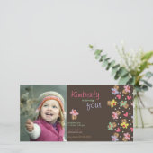 スウィートさくらんぼカップケーキガール誕生日フォト招待状 (スタンド正面)