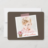 スウィートさくらんぼカップケーキシックな女の子誕生日ありがとう ノートカード (裏面)