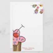 スウィートさくらんぼカップケーキ菓子ベーカリーかわいい 便箋 (正面/裏面)