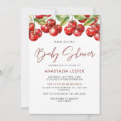 スウィートさくらんぼガールベビーシャワー 招待状 (正面)