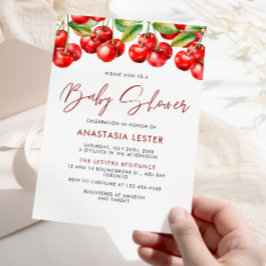 スウィートさくらんぼガールベビーシャワー 招待状