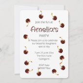 スウィートさくらんぼパーソナライズされたバースデーパーティー 招待状 (正面)