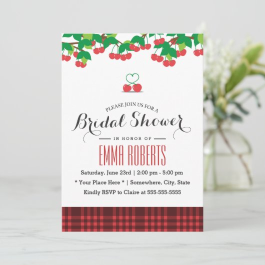 スウィートさくらんぼピクニックブライダルシャワー 招待状 (スタンド正面)