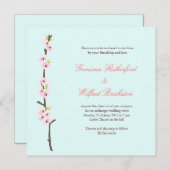 スウィートさくらんぼブランチ淡い色のオンブルー 招待状 (正面/裏面)