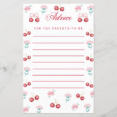 スウィートさくらんぼベビーシャワーアドバイスカード チラシ (正面)