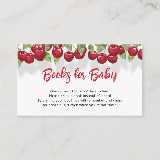 スウィートさくらんぼベビーシャワー予約リクエスト エンクロージャーカード (正面)