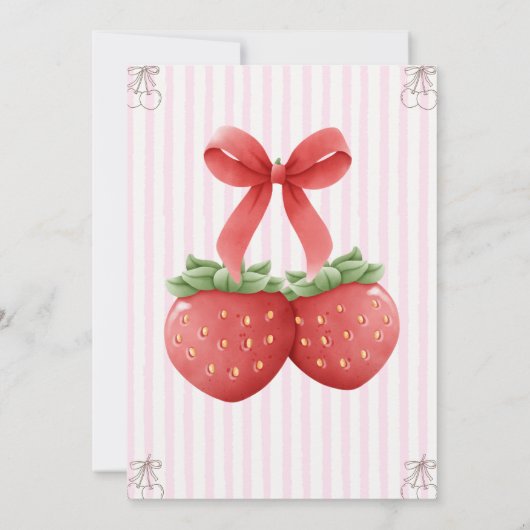 スウィートさくらんぼ誕生日 – ピンク&ホワイトエレガンス 招待状 (裏面)