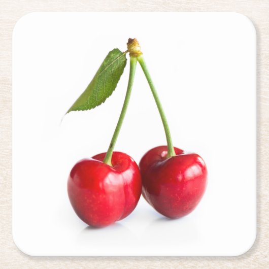 スウィートさくらんぼ スクエアペーパーコースター (正面)