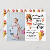 スウィートすごいアイスクリームファースト誕生日招待状 招待状 (正面/裏面)