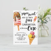 スウィートすごいアイスクリームファースト誕生日招待状 招待状 (スタンド正面)