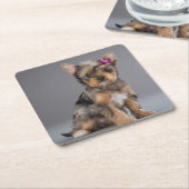 スウィートすごいヨークシャーテリアー(ヨークシャーテリア)パピー スクエアペーパーコースター (アングル)