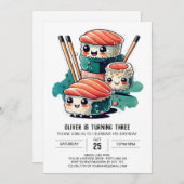 スウィートすし子供の誕生日 招待状 (正面/裏面)