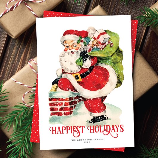 スウィートすてきサンタヴィンテージノンフォトホリデーカード