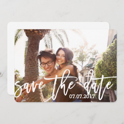 スウィートな写真入りパーソナライズ セーブ・ザ・デート カード (正面/裏面)
