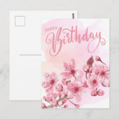 スウィートな桜の花のバースデー ポストカード (正面/裏面)