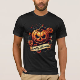 スウィートに呪縛されたゴシック フラワー パンプキン - ハロウィン Tシャツ