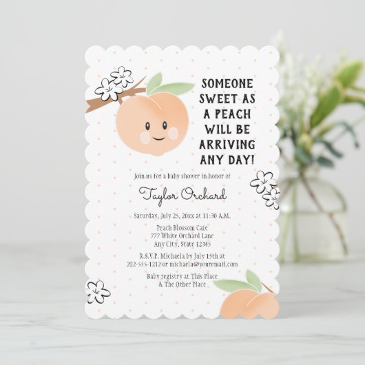 スウィートアアアアアアピーチベビーシャワー招待状 案内状 (スタンド正面)