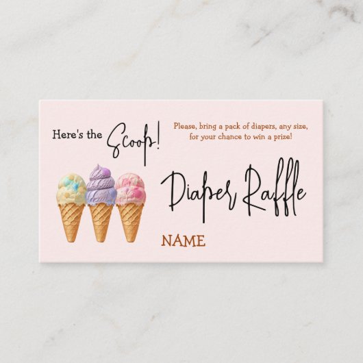 スウィートアイスクリームサマーここスクープ赤ちゃんシャワーゲーム エンクロージャーカード (正面)