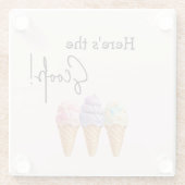 スウィートアイスクリームサマーここスクープ赤ちゃんシャワー ガラスコースター (裏面)