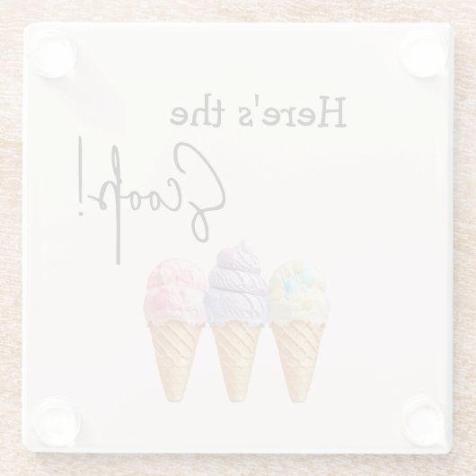 スウィートアイスクリームサマーここスクープ赤ちゃんシャワー ガラスコースター (裏面)