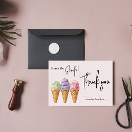 スウィートアイスクリームサマーここスクープ赤ちゃんシャワー サンキューカード