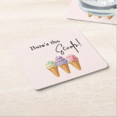 スウィートアイスクリームサマーここスクープ赤ちゃんシャワー スクエアペーパーコースター (アングル)