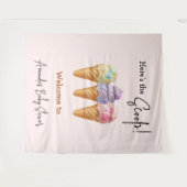 スウィートアイスクリームサマーここスクープ赤ちゃんシャワー タペストリー (正面(横))