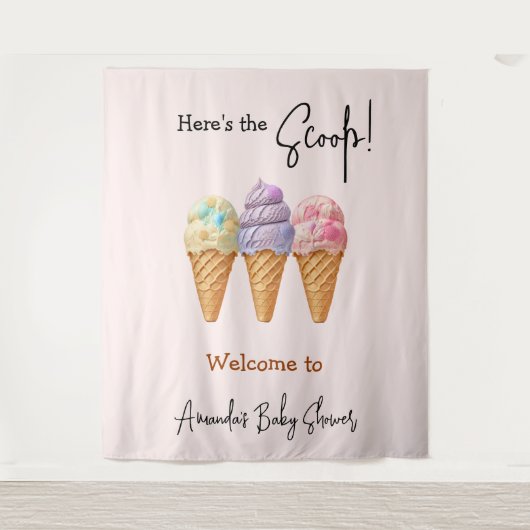 スウィートアイスクリームサマーここスクープ赤ちゃんシャワー タペストリー (正面)