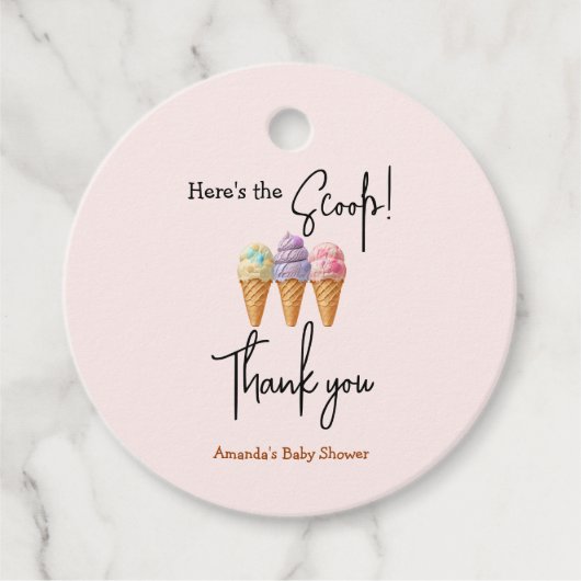 スウィートアイスクリームサマーここスクープ赤ちゃんシャワー フェイバータグ (正面)