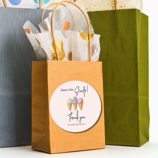 スウィートアイスクリームサマーここスクープ赤ちゃんシャワー ラウンドシール