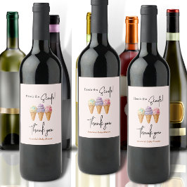 スウィートアイスクリームサマーここスクープ赤ちゃんシャワー ワインラベル