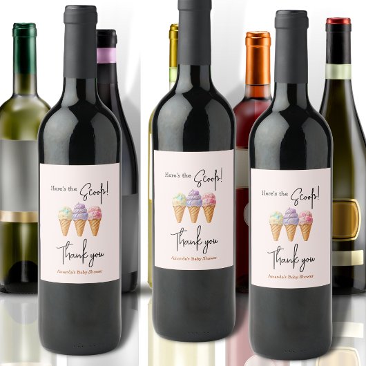 スウィートアイスクリームサマーここスクープ赤ちゃんシャワー ワインラベル
