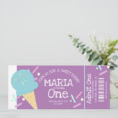 スウィートアイスクリームスプリンクル誕生日チケットパーティー 招待状 (スタンド正面)