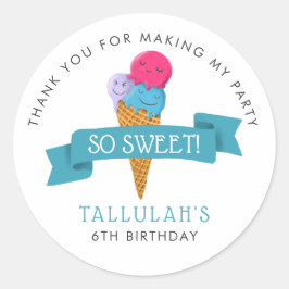 スウィートアイスクリームバースデーパーティーのお気に入り ラウンドシール