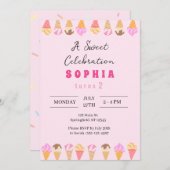 スウィートアイスクリームパーティの招待状 招待状 (正面/裏面)