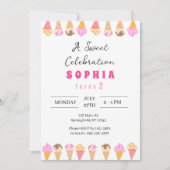 スウィートアイスクリームパーティの招待状 招待状 (正面)