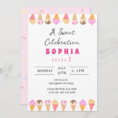 スウィートアイスクリームパーティの招待状 招待状 (正面/裏面)