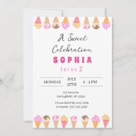 スウィートアイスクリームパーティの招待状 招待状