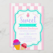 スウィートアイスクリームベビー振りかけキャンディーショップ誕生日 招待状 (正面/裏面)