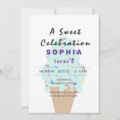 スウィートアイスクリーム誕生日 招待状 (正面)