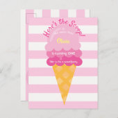スウィートアイスクリーム1st誕生日パーティーピンクホワイト ポストカード (正面/裏面)