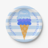 スウィートアイスクリーム1st誕生日パーティーブルーボーイ ペーパープレート (正面)