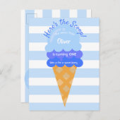 スウィートアイスクリーム1st誕生日パーティーブルーボーイ ポストカード (正面/裏面)
