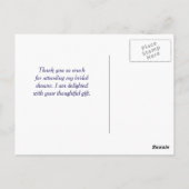 スウィートアイルブルーサッシュブライダルシャワーサンキュー ポストカード (裏面)