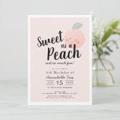 スウィートアザピーチキュートかわいいガール誕生日 招待状 (スタンド正面)