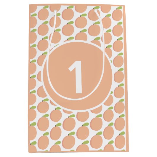 スウィートアザピーチブロッサムピーチ誕生日 ミディアムペーパーバッグ (正面)