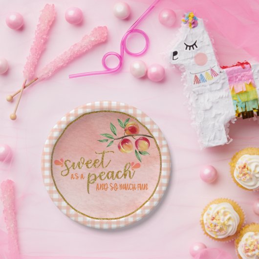 スウィートアザ・ピーチプレート – ギンガム(P) ペーパープレート (パーティー)