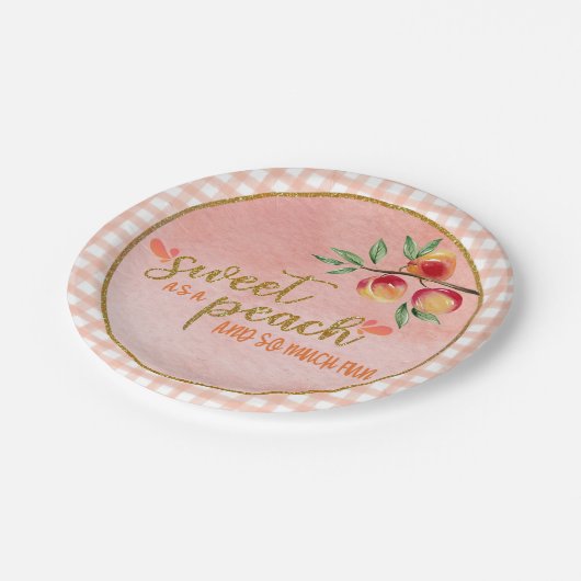 スウィートアザ・ピーチプレート – ギンガム(P) ペーパープレート (アングル)
